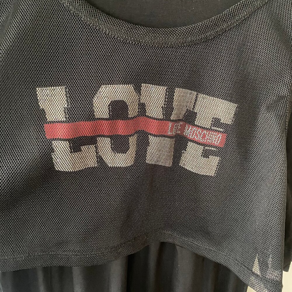Love Moschino Y2K | Black LOVE Logo Mesh Club T-Shirt Dress | Size 6 - Picture 3 of 11